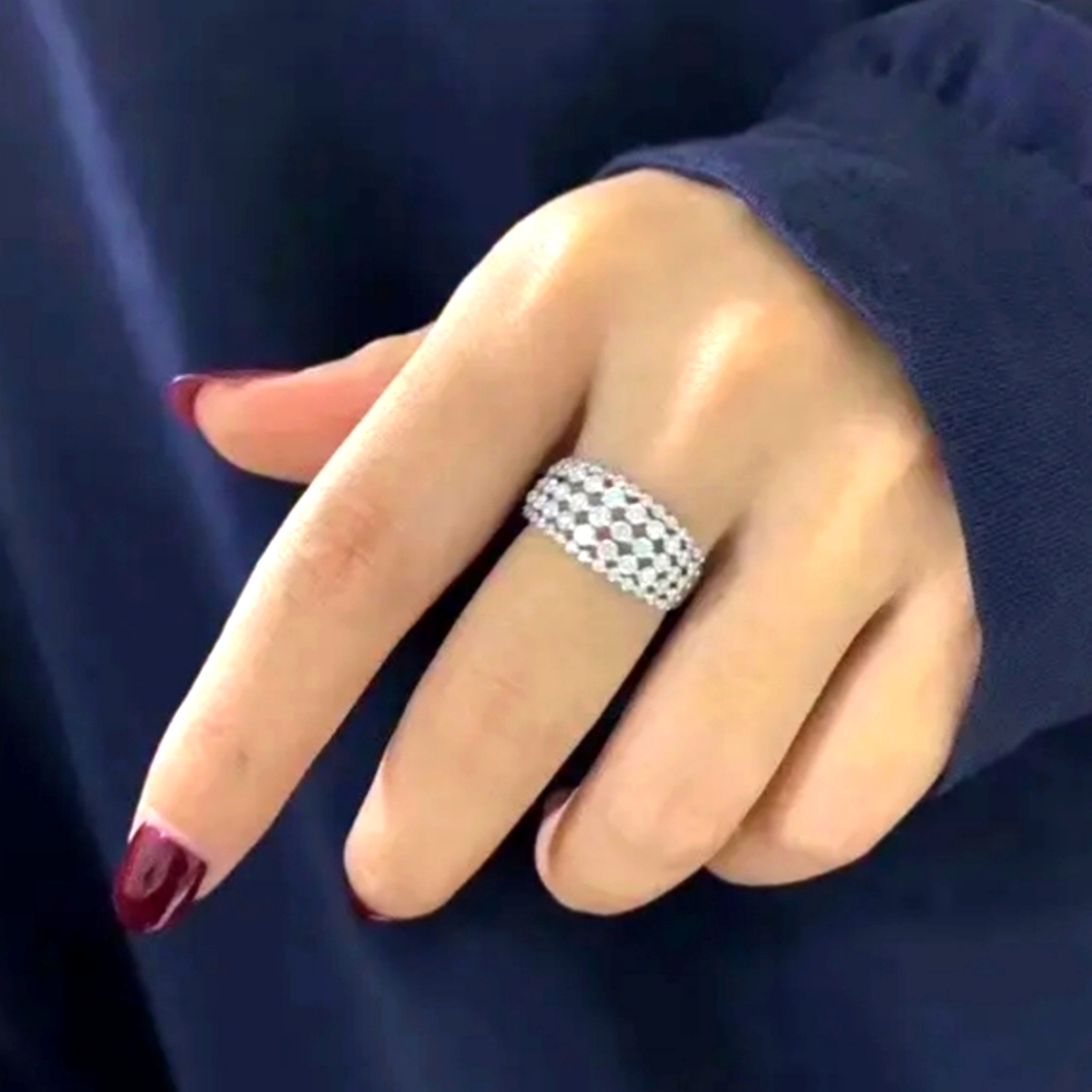 Women's ring 925 plated with rhinestone size 6 to 9